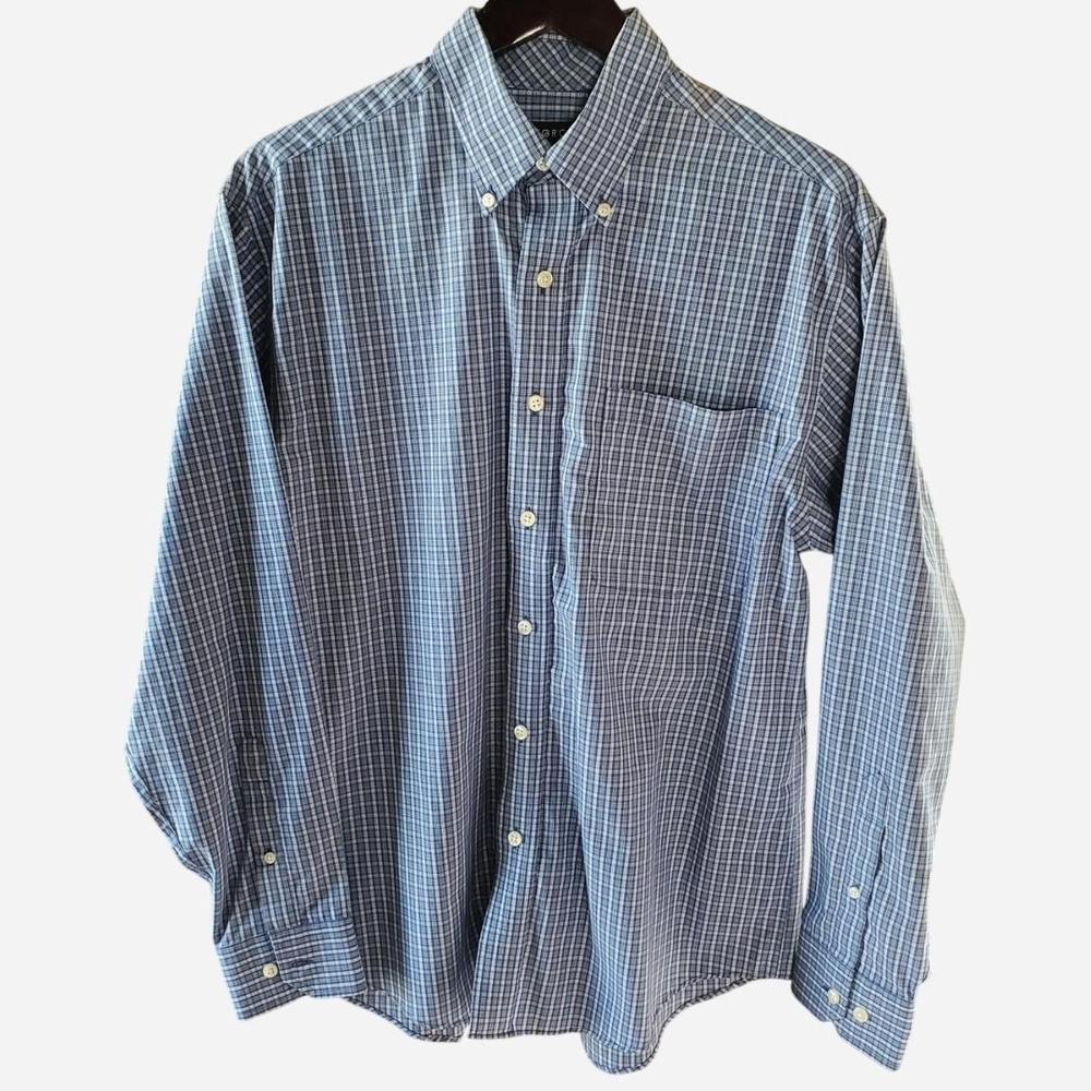 George Men's Navy Plaid Button Down Shirt